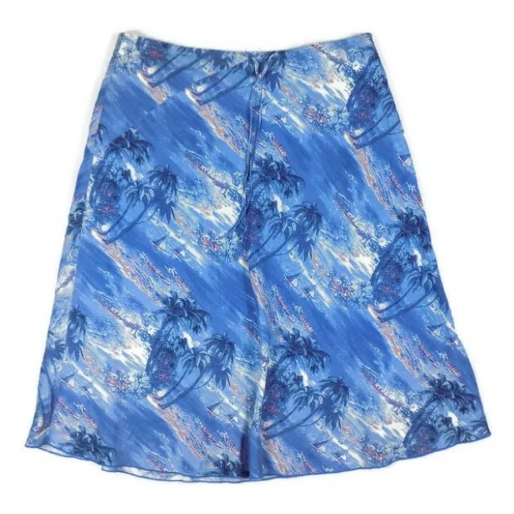 Liz Claiborne Linen Hawaiian Print Lined Skirt